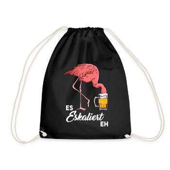 Es Eskaliert Eh Flamingo Bier - Turnbeutel - Schwarz - Vorne