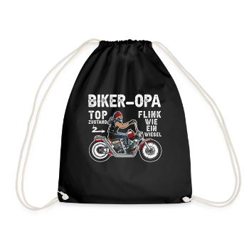 Motorrad Opa Motorradfahrer Biker Opa Top Zustand - Turnbeutel - Schwarz - Vorne