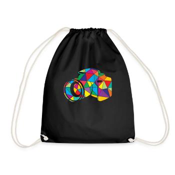 Camera Polygon SLR Photo - Drawstring Bag - black - Front
