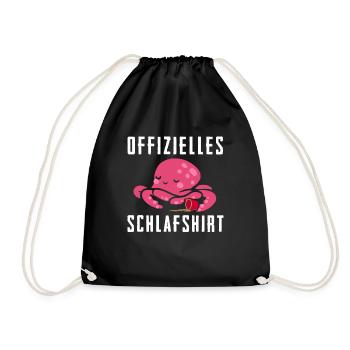 Offizielles Schlafshirt Krake Oktopus Tintenfisch - Turnbeutel - Schwarz - Vorne