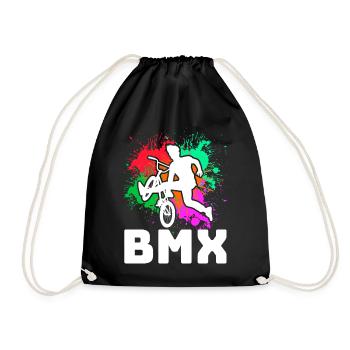 vintage bike outfit, bike urban freestyle bmx - Drawstring Bag - black - Front