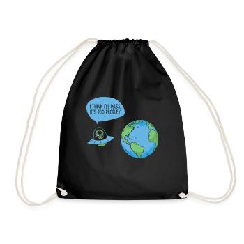 Weltraum Alien Astronomie Alien Raumschiff Comic - Turnbeutel - Schwarz - Vorne