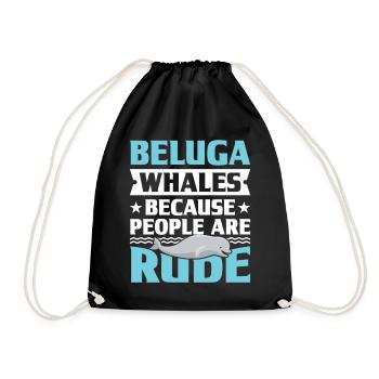Beluga Whale Beluga Whale Whale Watching Dolphin Dolphin - Drawstring Bag - black - Front