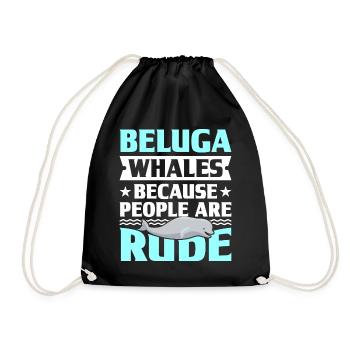 Beluga Wal Belugawal Walbeobachtung Delfin Delphin - Turnbeutel - Schwarz - Vorne