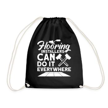 Flooring Flooring Installer Tiler Flooring - Drawstring Bag - black - Front