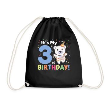 Polar bear for 3rd birthday children three years old - Drawstring Bag - black - Front