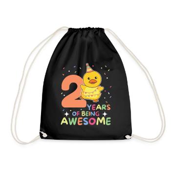 Duck for 2nd birthday children two years old - Drawstring Bag - black - Front