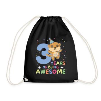 Meerkat for 3rd birthday children three years - Drawstring Bag - black - Front