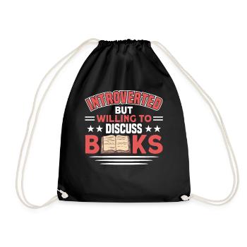 Book lover design with books for literature - Drawstring Bag - black - Front