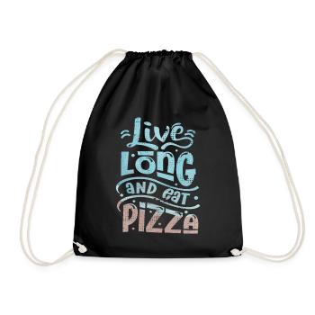 Lustiger Pizza Spruch, Eat-Pizza - Turnbeutel - Schwarz - Vorne