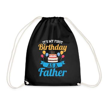 Es Ist Mein Erster Geburtstag Als Vater Papa Papi - Turnbeutel - Schwarz - Vorne