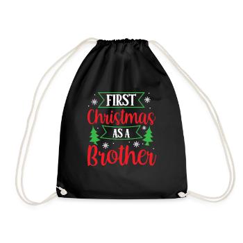 The first Christmas as a brother family pregnant - Drawstring Bag - black - Front