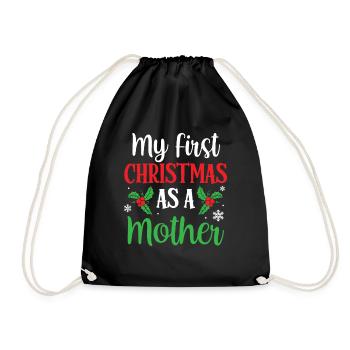 My first Christmas as a mother pregnant - Drawstring Bag - black - Front