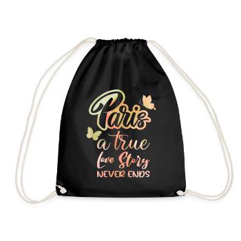 France, capital Paris, typography saying - Drawstring Bag - black - Front
