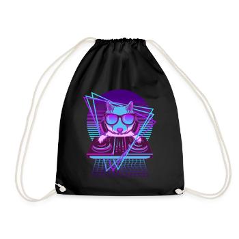 Vaporwave Hamster DJ Pult Hamster - Turnbeutel - Schwarz - Vorne