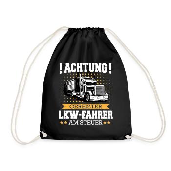 LKW Fahrer Fernfahrer Lastkraftwagenfahrer - Turnbeutel - Schwarz - Vorne
