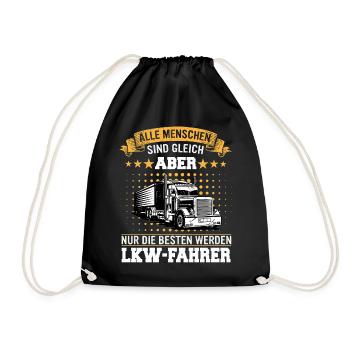 LKW Fahrer Fernfahrer Lastkraftwagenfahrer - Turnbeutel - Schwarz - Vorne