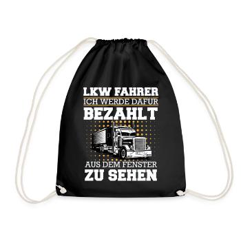 LKW Fahrer Fernfahrer Lastkraftwagenfahrer - Turnbeutel - Schwarz - Vorne
