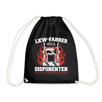 LKW Fahrer Fernfahrer Lastkraftwagenfahrer - Turnbeutel - Schwarz - Vorne
