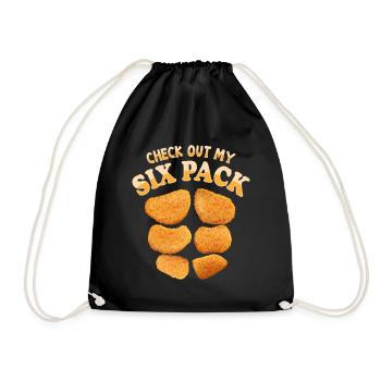 Check Out My Six Pack Chicken Nugget Lover - Drawstring Bag - black - Front