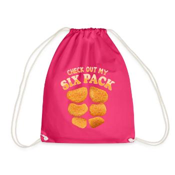 Check Out My Six Pack Chicken Nugget Lover - Drawstring Bag - fuchsia - Front