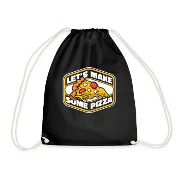Let's Make Some Pizza Pizza Tray Pizza Oven Pizza - Drawstring Bag - black - Front