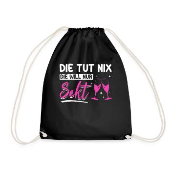 Die tut nix die will nur Sekt Mädelsabend Kostüm - Turnbeutel - Schwarz - Vorne