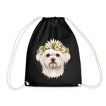 Mignon maltais fleur couronne animal de compagnie chien race chiot floral - Sac de sport léger - noir - Devant
