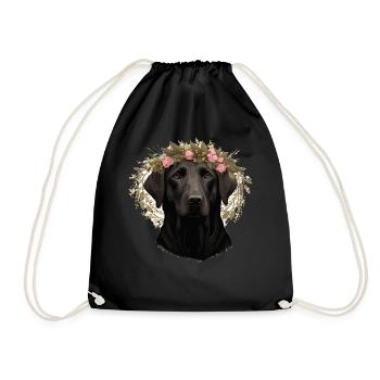 Mignon Labrador Retriever Fleur Couronne Chien Race Flo - Sac de sport léger - noir - Devant