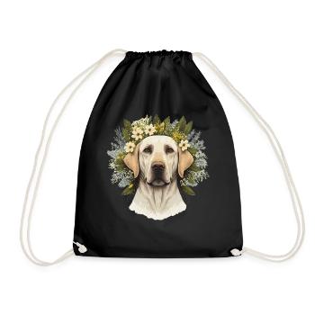Mignon Labrador Retriever Fleur Couronne Race de chien de compagnie - Sac de sport léger - noir - Devant