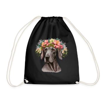 Mignon Grand Danois Fleur Couronne Chien de Compagnie Race Florale - Sac de sport léger - noir - Devant