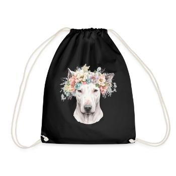 Cute Dogo Argentino Flower Crown Pet Dog Breed Flo - Drawstring Bag - black - Front