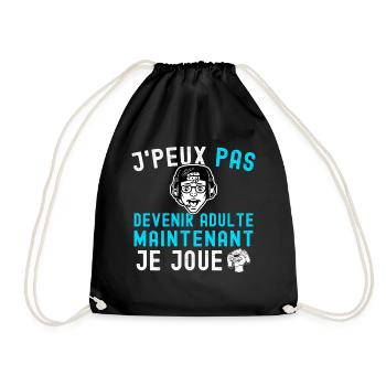 J'peux pas devenir adulte - Cadeau Gamer Humour - Sac de sport léger - noir - Devant