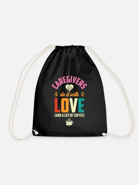 Caregiver Nurse Nursing Caregiving - Drawstring Bag - black