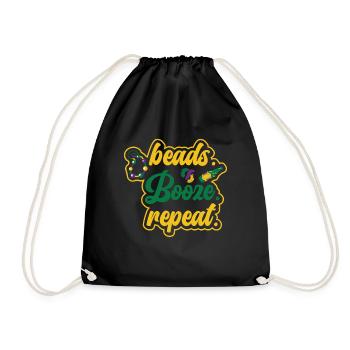 Mardi Gras Carnival Drinking Beer Beads Festival - Drawstring Bag - black - Front