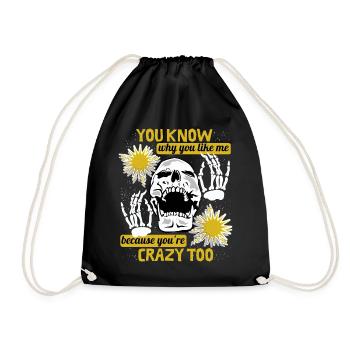 Comic Totenkopf Skull lustiger Spruch Skeletthände - Turnbeutel - Schwarz - Vorne