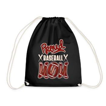 Proud Baseball Mom, American Baseball Design - Drawstring Bag - black - Front