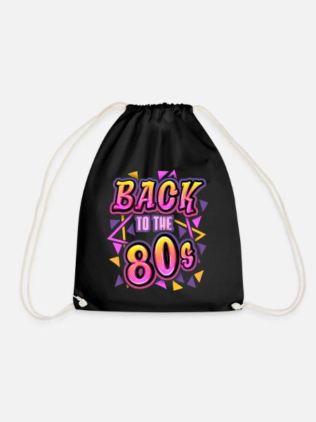 1980, 1980er Jahre, Retro Spruch Back To The 80s - Turnbeutel - Schwarz