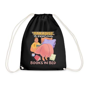 Livre, Lire des livres au lit, Rat de bibliothèque Boho Style - Sac de sport léger - noir - Devant