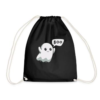 Boo Ghost Trick Or Treat Scary Creepy Halloween - Turnbeutel - Schwarz - Vorne