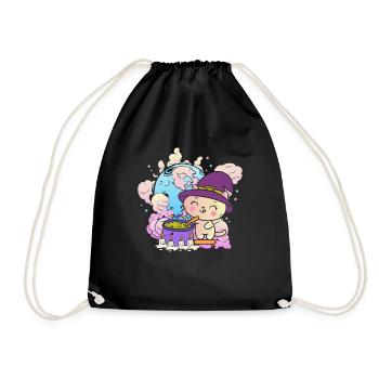 Kawaii Verrückte Katze Hexe - Turnbeutel - Schwarz - Vorne