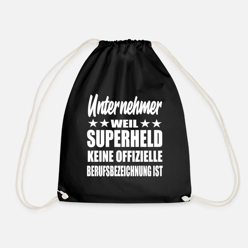 Unternehmer Superheld Spruch - Turnbeutel - Schwarz