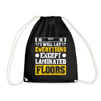 Flooring Flooring Installer Tiler Flooring - Drawstring Bag - black - Front