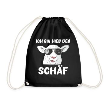 Schafe Schafherde Bauernhof Landwirt Schäfer - Turnbeutel - Schwarz - Vorne