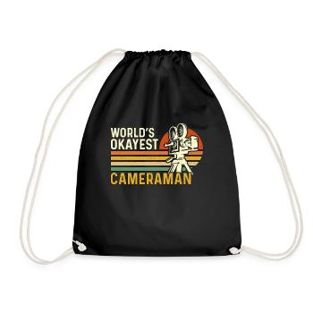 Camera Operator World's Okayest Retro Cameraman - Drawstring Bag - black - Front