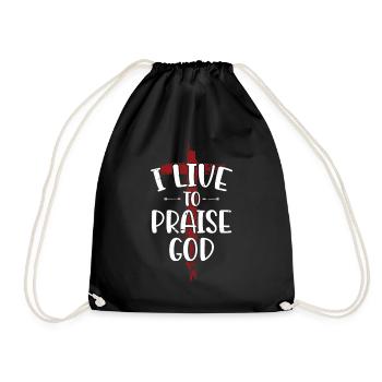 I live to praise God Holy Cross of the - Drawstring Bag - black - Front