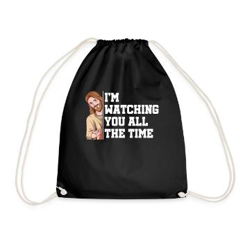 I'm watching you all the time Believe God - Drawstring Bag - black - Front