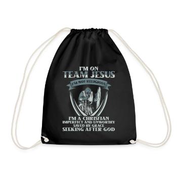 I am part of the team Jesus I am a believer Christian God - Drawstring Bag - black - Front