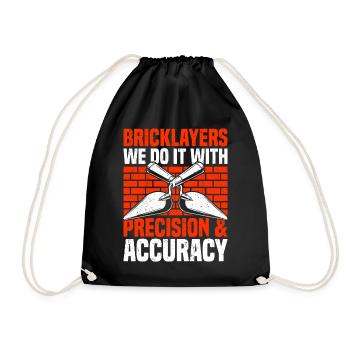 Bricklayer Brick Layer Brickmason Mason - Drawstring Bag - black - Front