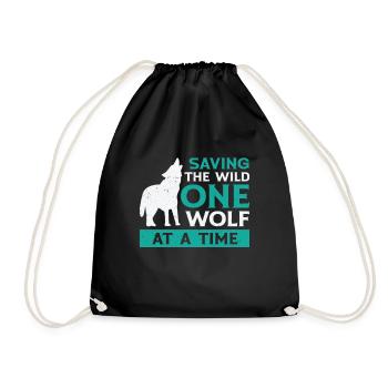 Welttierschutztag Wolf Kunst Wildlife - Turnbeutel - Schwarz - Vorne